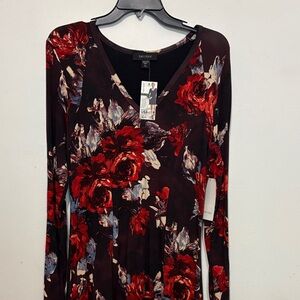 Karen Kane Dark Floral Long Sleeve Dress